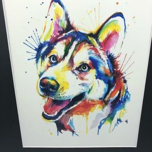 Colorful Siberian Husky Art Print 11x14 inch
